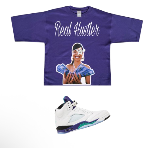 "real hustler" boxy oversize crop tee