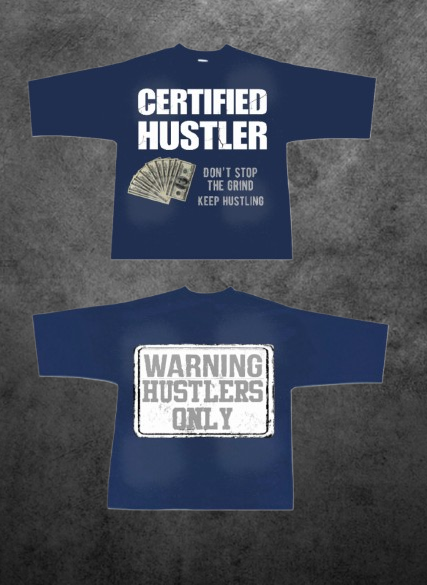 NAVY BLUE "Certified Hustler" Crop Tee