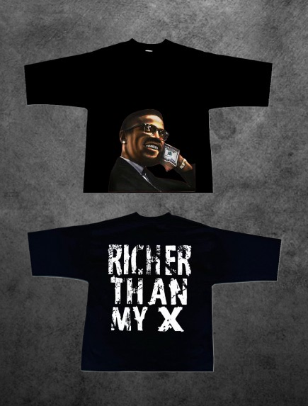 BLACK AND WHITE "Richer Than My X" Crop Tee