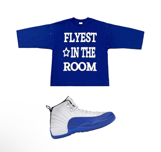 "flyest in the room" boxy oversize crop tee with rhinestones