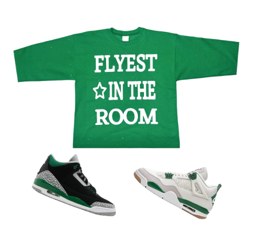 "flyest in the room" boxy oversize crop tee with rhinestones