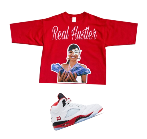"real hustler" boxy oversize crop tee