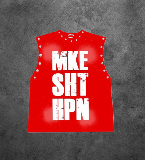 RED "MKE SHT HPN" Crop Muscle Tee