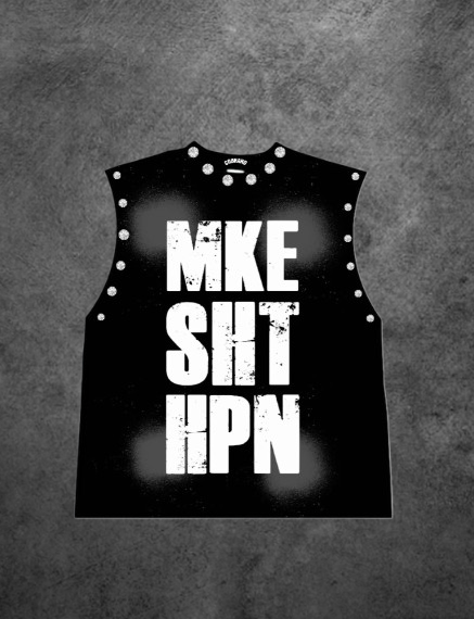 BLACK "MKE SHT HPN" Crop Muscle Tee