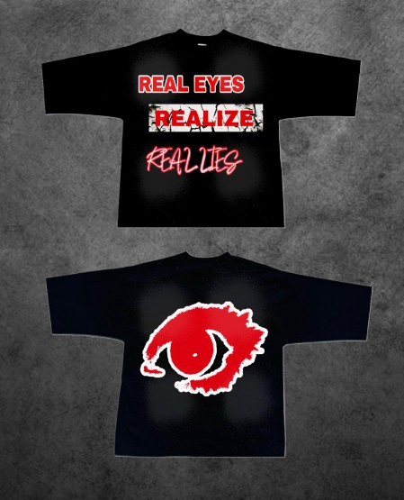 BLACK AND RED "Real Eyes Realize Real Lies" Crop Tee