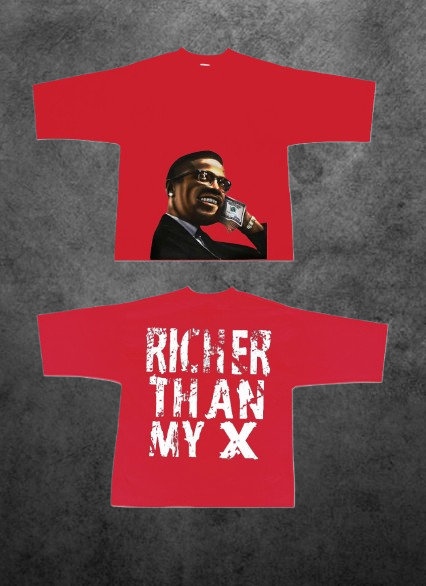 RED AND WHITE "Richer Than My X" Crop Tee